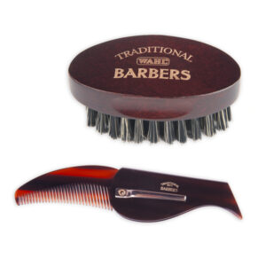 Wahl Mens Traditional Barbers Beard Brush & Comb Set
