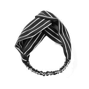 Headband - Black & White Chiffon Knotted Striped