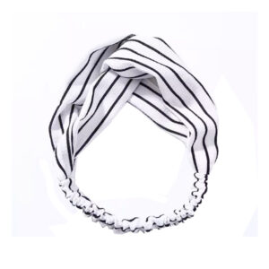Headband - White & Black Chiffon Knotted Striped