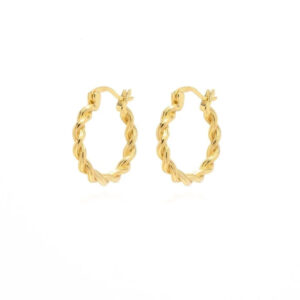 Sterling Silver 925 Gold Twist 18k Hoop Earrings