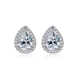 Sterling Silver 925 Pear Shape Stud Earrings