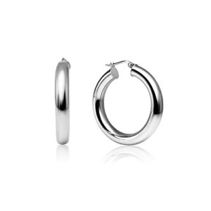 Sterling Silver 925 Thick Hoop Earrings