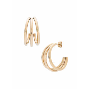 Sterling Silver 925 Triple Hoop Gold Earrings Small