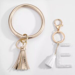 Key Ring Bracelet - Champagne Rose Gold (Initial E)