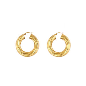 Gold Chunky Twisted Hoop Earrings
