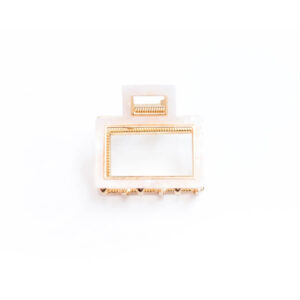 Hair Claw -White Marble Rectangle