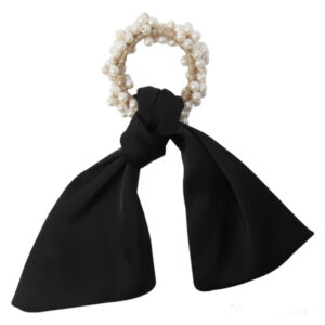 Scrunchie - Pearls & black Bow Tie