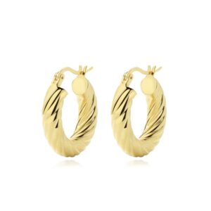 925 sterling silver Rope twist Earrings (Gold)