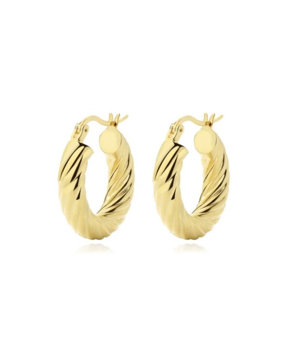 925 sterling silver Rope twist Earrings (Gold)